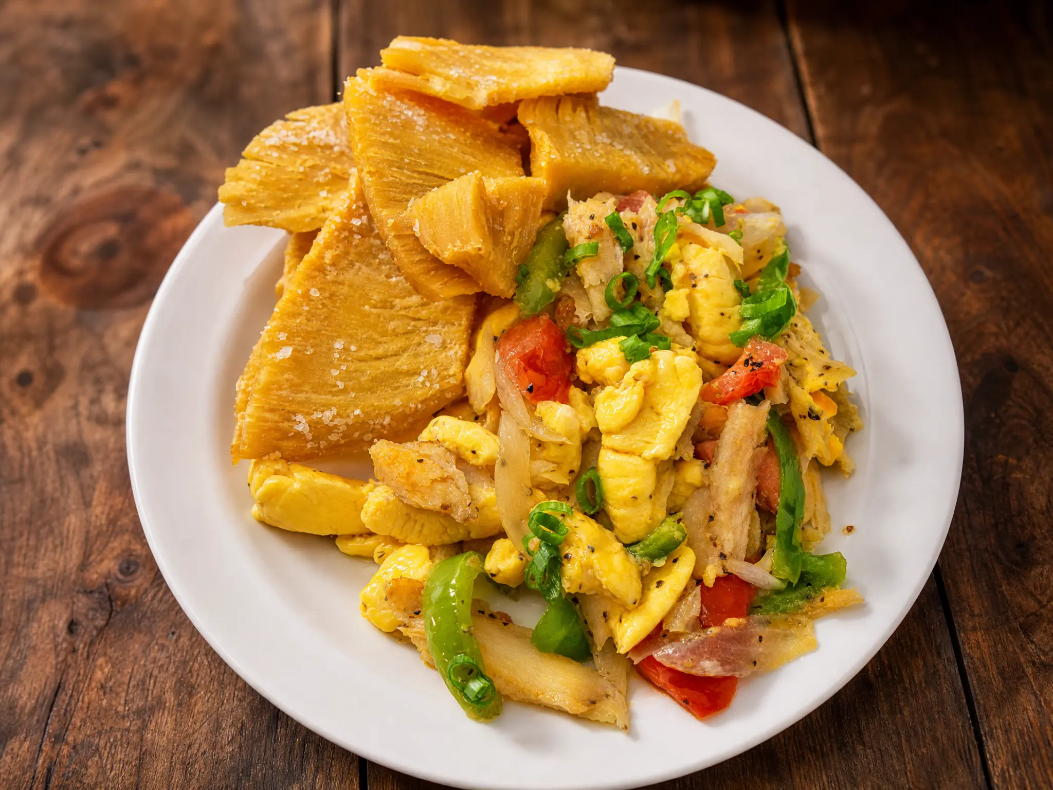 Ackee and Salt Fish with Breadfruit